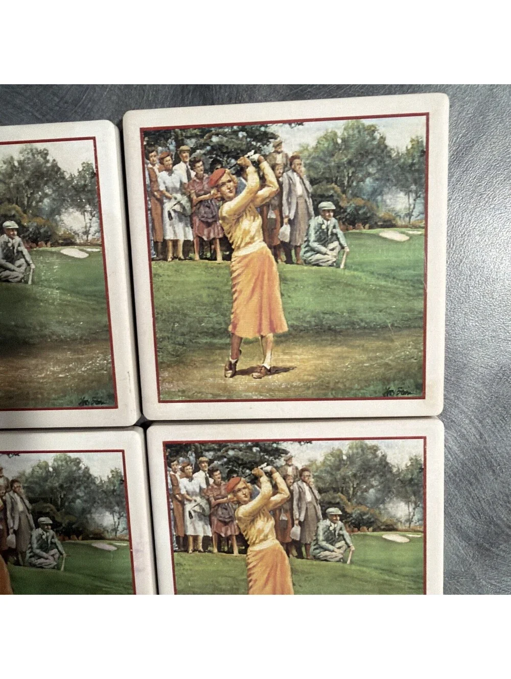 Vintage Golf Coasters Set Of 4